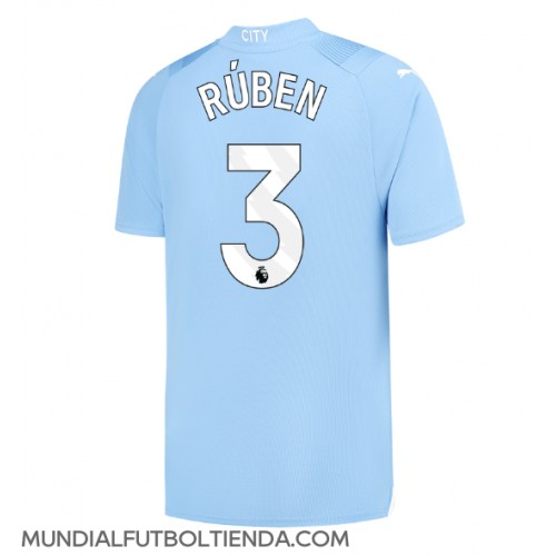 Camiseta Manchester City Ruben Dias #3 Primera Equipación Replica 2023-24 mangas cortas